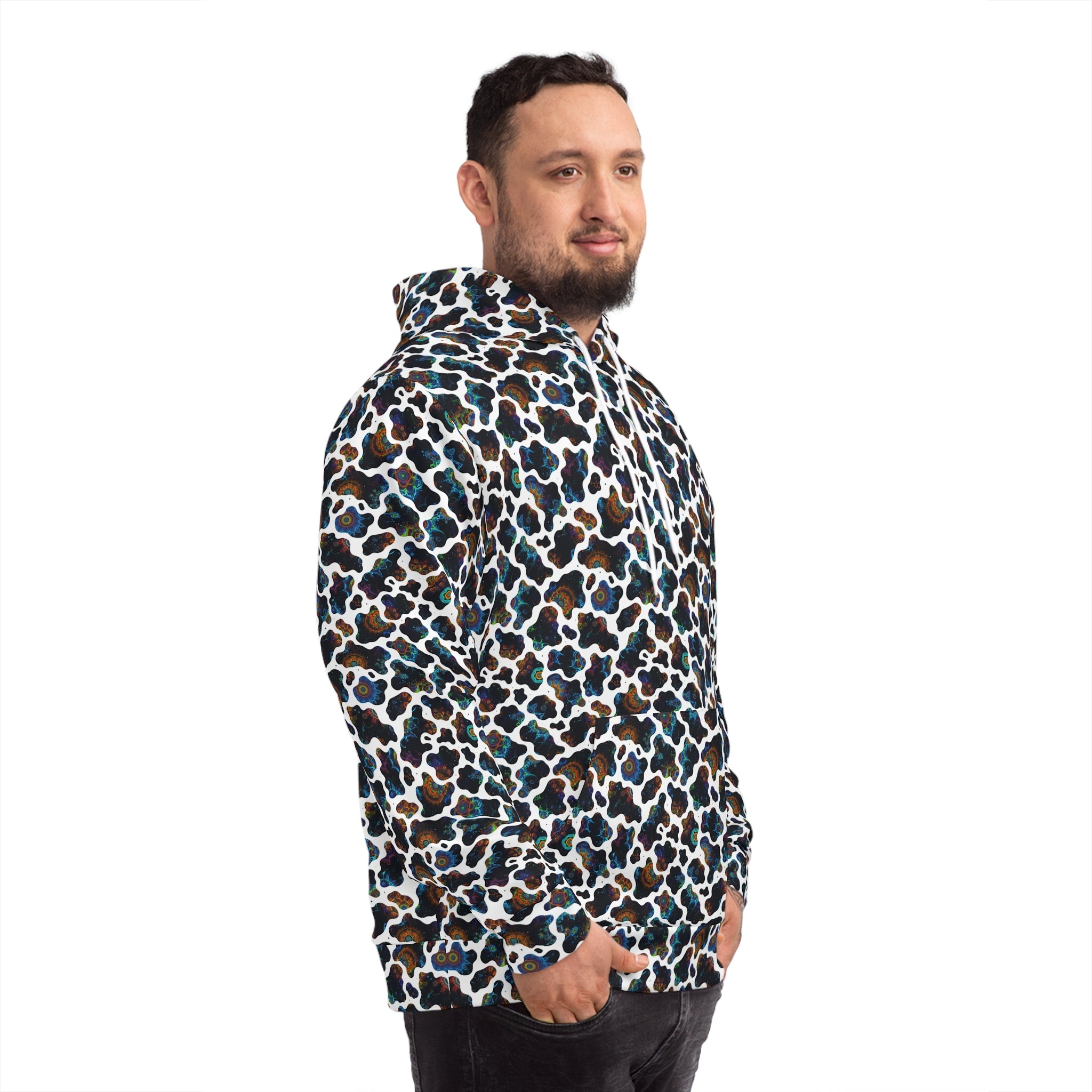 Psychedelic Neon Biomorphic Pattern Hoodie | All - Over Print - Aesthetic Rebellion
