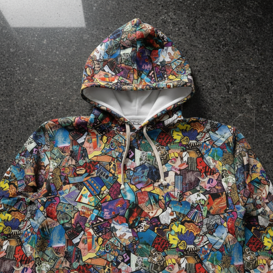Retro Pop Comic Collage Hoodie – Bold All - Over Print Streetwear for Art Lovers & Vintage Vibe Seekers - Aesthetic Rebellion
