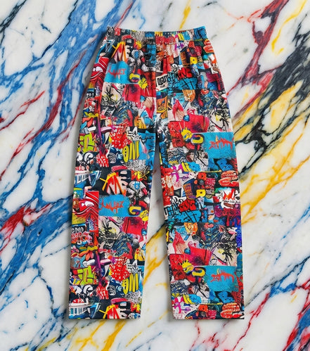 Graffiti Collage Pajama Pants | Street Art All-Over Print Lounge Pants