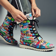 All-Over Print Men's Plush Boots