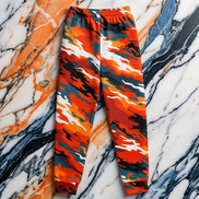 Youth Camo Joggers — Bold Orange All-Over Print Sweatpants for Kids