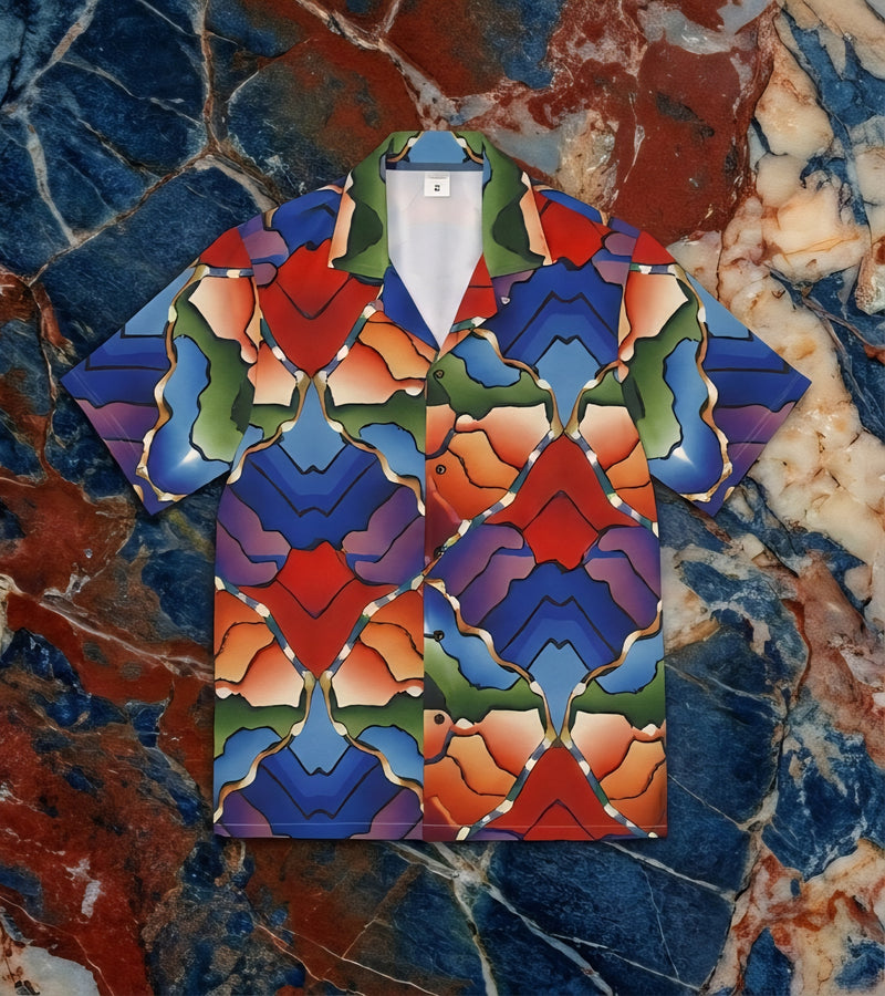 Men's AOP Hawaiian Camp Shirt for Bold Summer Maximalists — All-Over Print Streetwear Button-Up, Festival Resort Statement Top, Assembled in USA