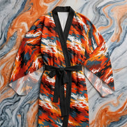 Long Sleeve AOP Kimono Robe for Maximalist Home Dressers — Bold All-Over Print Women's Duster Robe, Gallery Lounge Statement, Wearable Art Gift for Her