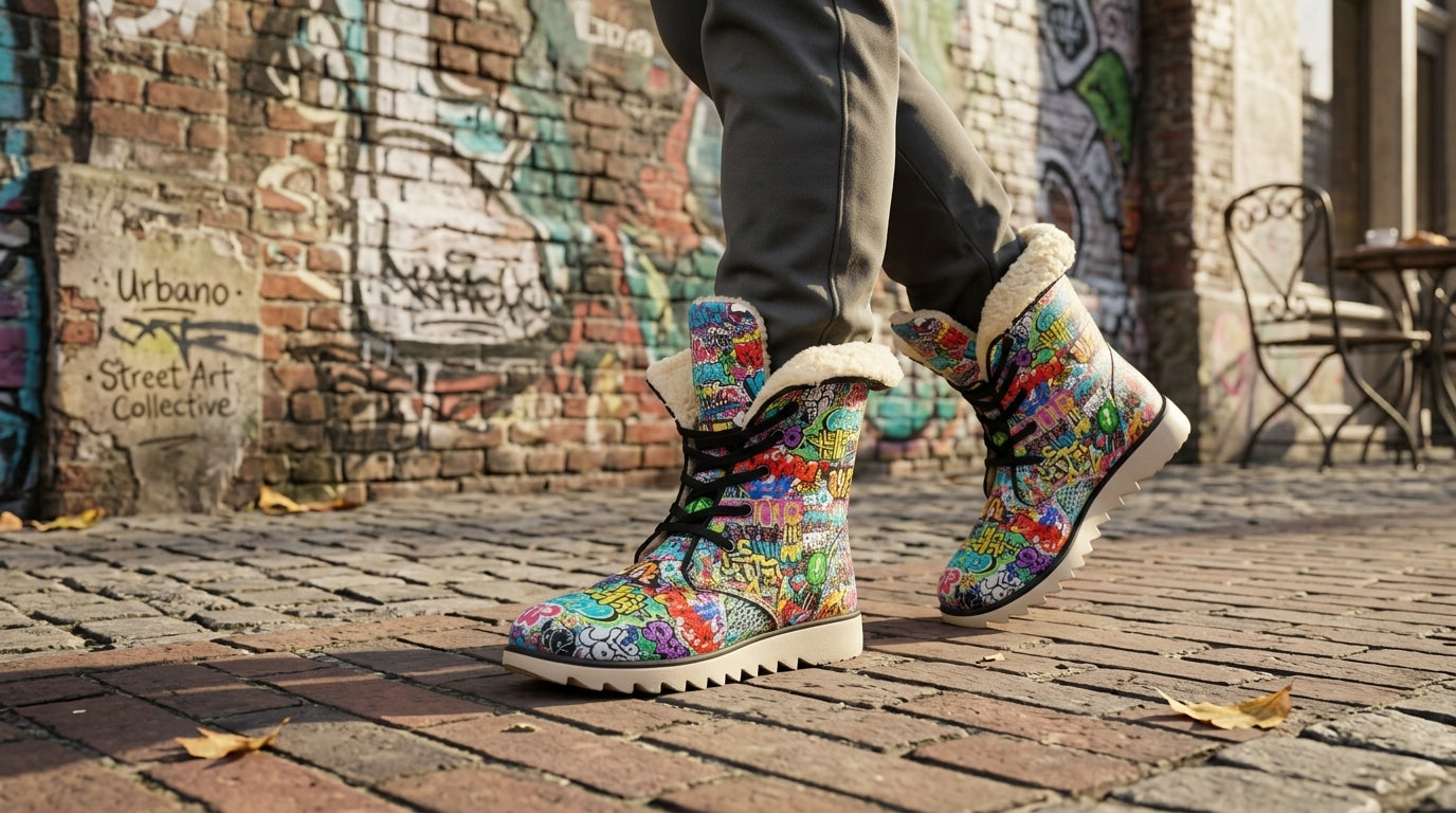 All-Over Print Men's Plush Boots
