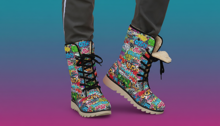 All-Over Print Men's Plush Boots
