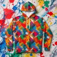Color Splash Warmup Hoodie for Outdoor Maximalists — UPF+50 AOP Moisture-Wicking, Lightweight Festival Training Layer, Assembled in USA, Streetwear-to-Sport Statement