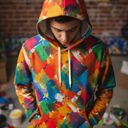 Color Splash Warmup Hoodie for Outdoor Maximalists — UPF+50 AOP Moisture-Wicking, Lightweight Festival Training Layer, Assembled in USA, Streetwear-to-Sport Statement