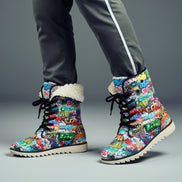All-Over Print Men's Plush Boots