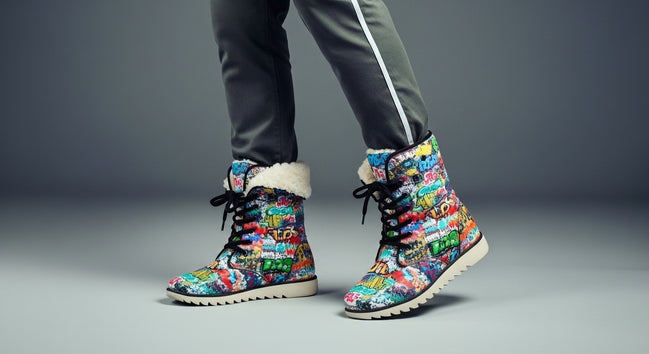 All-Over Print Men's Plush Boots
