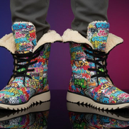 All-Over Print Men's Plush Boots