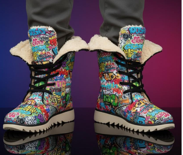 All-Over Print Men's Plush Boots