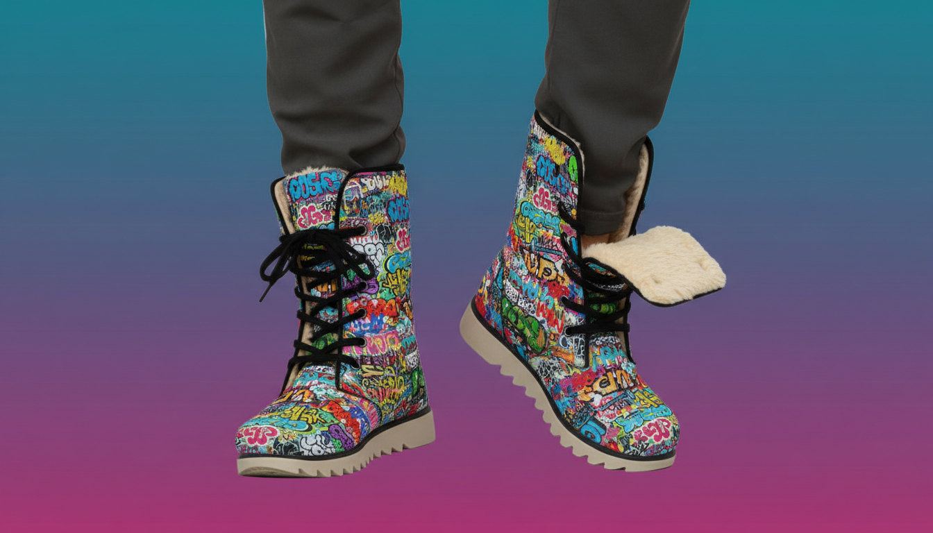 All-Over Print Men's Plush Boots