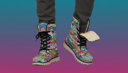 All-Over Print Men's Plush Boots