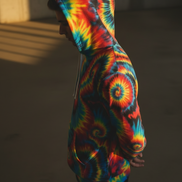 Inferno Vortex Tie-Dye AOP Hoodie for Psychedelic Streetwear Collectors — Spiral Rainbow All-Over Print, 95% Poly-Spandex, Festival Groovy Retro Statement Pullover