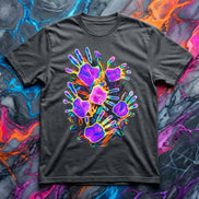 Dyles Mavis Handprint Psychedelic Neon T-Shirt for Bold Streetwear Collectors — Premium Heavyweight Cotton Original Art, Oversized Statement Tee, Unisex