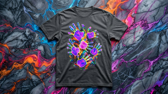 Dyles Mavis Handprint Psychedelic Neon T-Shirt for Bold Streetwear Collectors — Premium Heavyweight Cotton Original Art, Oversized Statement Tee, Unisex