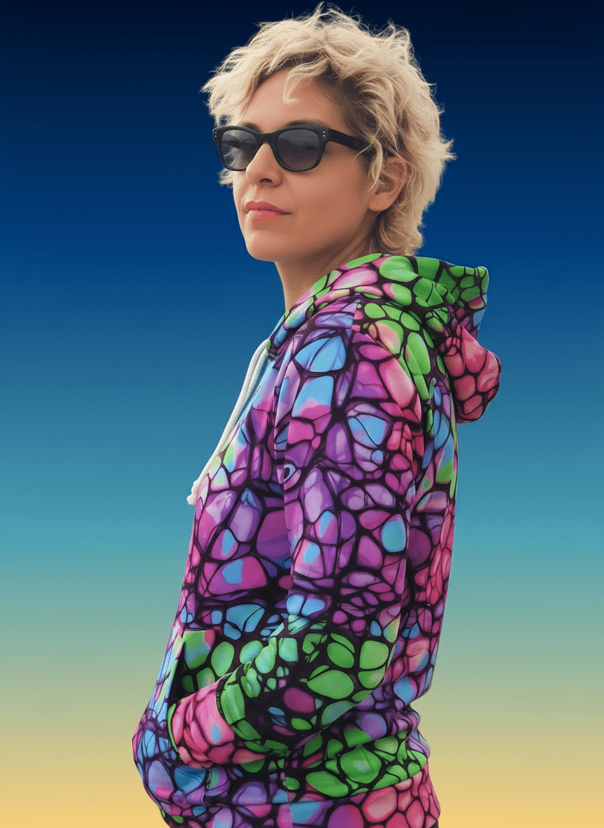 Plurrple AOP Pullover Hoodie – Bioluminescent Neural Web Streetwear | Aesthetic Rebellion