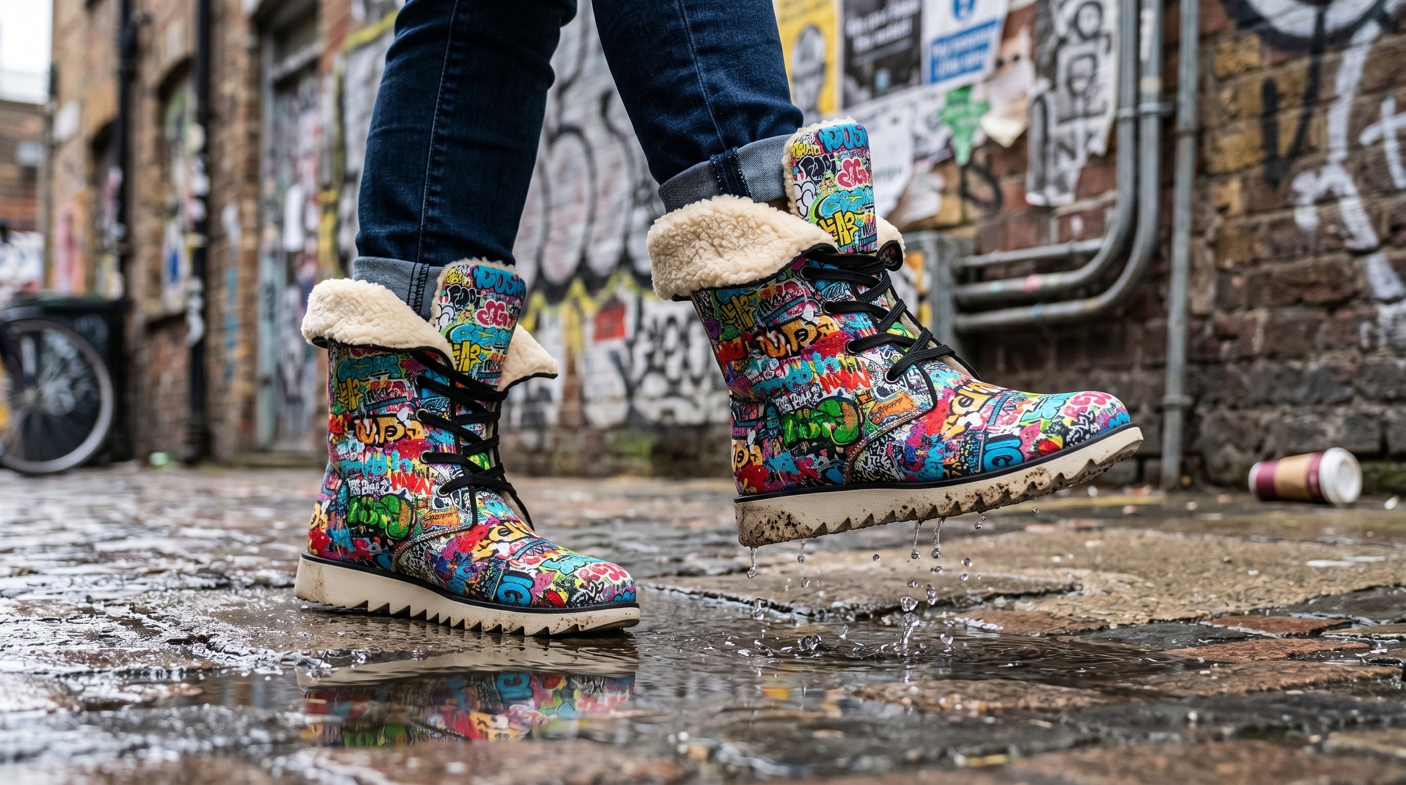 All-Over Print Men's Plush Boots