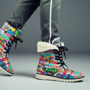 All-Over Print Men's Plush Boots
