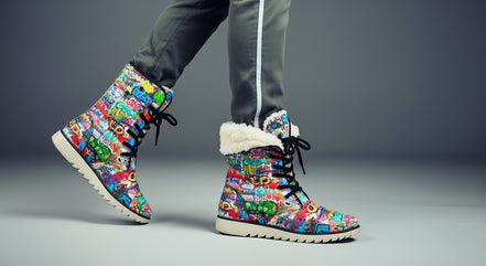 All-Over Print Men's Plush Boots