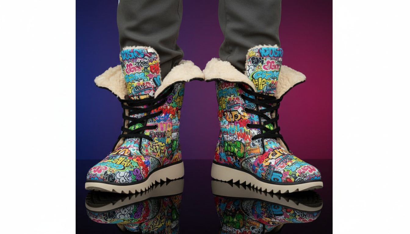 All-Over Print Men's Plush Boots