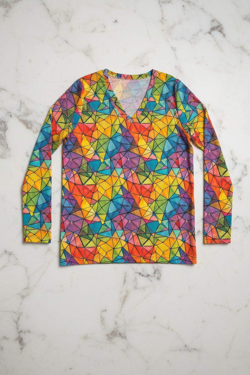 Women's Long Sleeve V-neck Shirt (AOP)