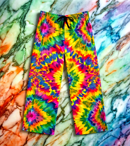 Rainbow Tie Dye Pajama Pants | Psychedelic Lounge Sleepwear