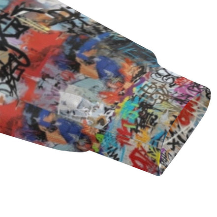 Sticker Bomb Graffiti Fleece Hoodie — Graffiti-style street art print in white tones. Unisex hoodie with art kid fashion, main character energy, hyperpop streetwear style. Aesthetic Rebellion.