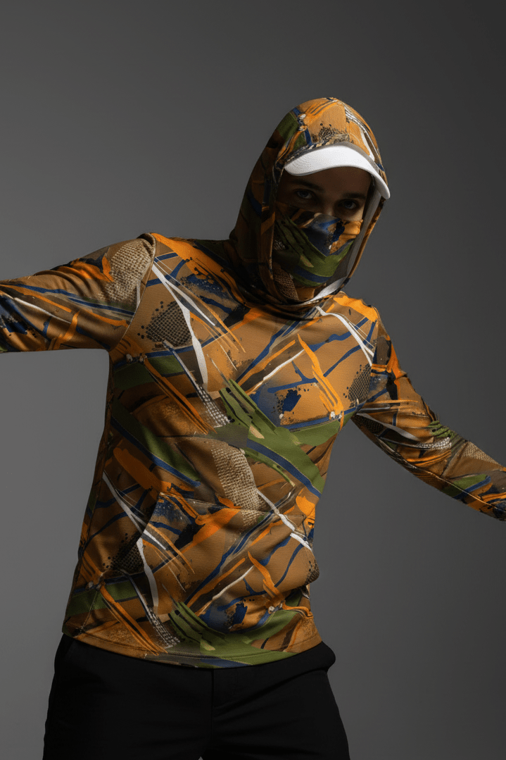Tactical Canvas Unisex Hoodie With Sun - Protective Face Covering Pullover - Aesthetic Rebellion