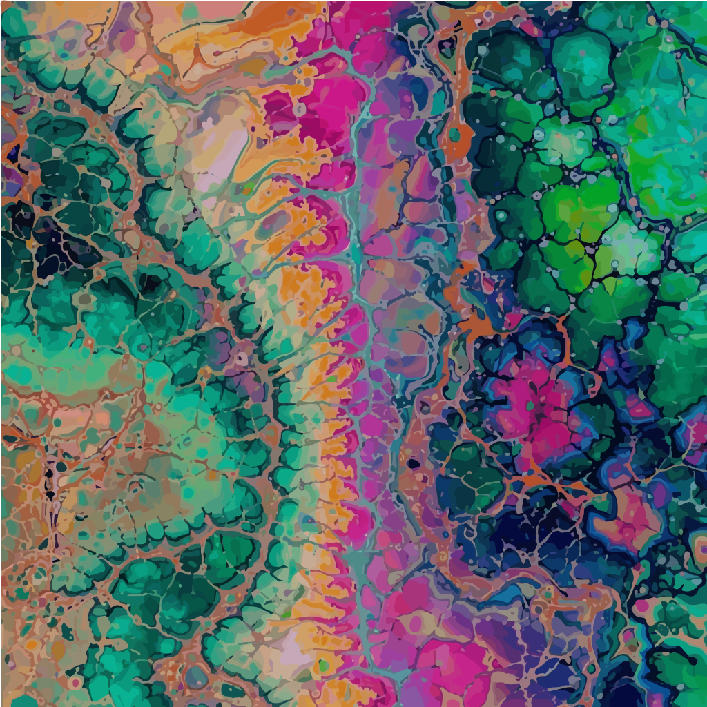 Biomorphic Cell Mosaic – all-over print SVG with organic cell structures in earthy teal, mauve, sage and navy
