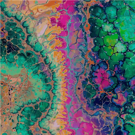 Biomorphic Cell Mosaic – all-over print SVG with organic cell structures in earthy teal, mauve, sage and navy
