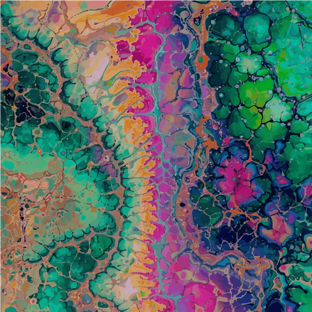 Biomorphic Cell Mosaic – all-over print SVG with organic cell structures in earthy teal, mauve, sage and navy
