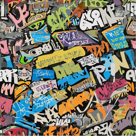 Urban Sign Overload – all-over print SVG with dark street signs and city chaos in near-black and charcoal