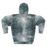 Tina's Hoodie, Shattered Glass Print Streetwear Sweatshirt, Festival Hooded — All-over print in red tones. Unisex hoodie with art kid fashion, main character energy, hyperpop streetwear style. Aesthetic Rebellion.