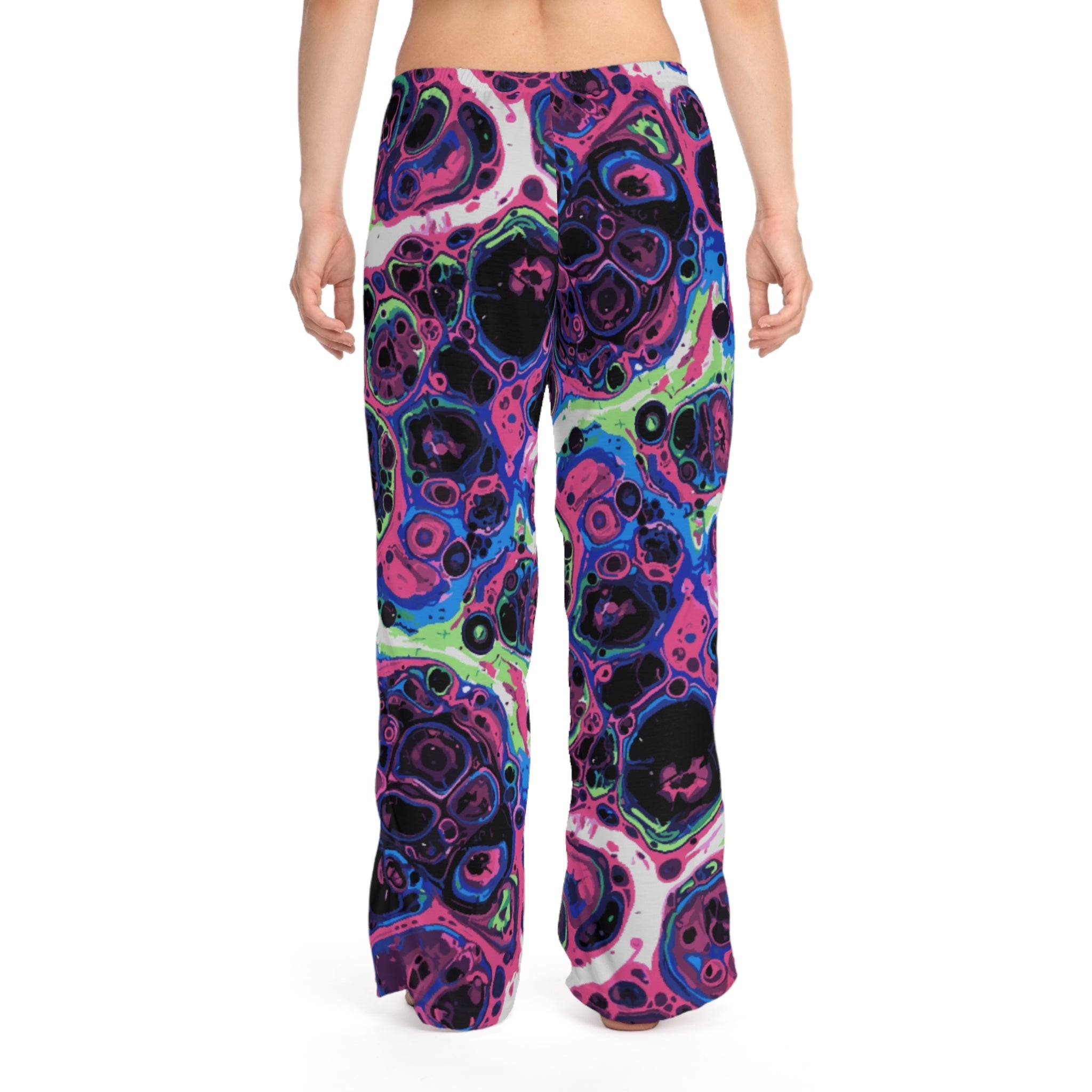 Trippy Marble Swirl Pajama Pants — Maximalist Lounge Pants | Neon Purple, Pink & Acid Green Abstract Print Sleepwear - Aesthetic Rebellion