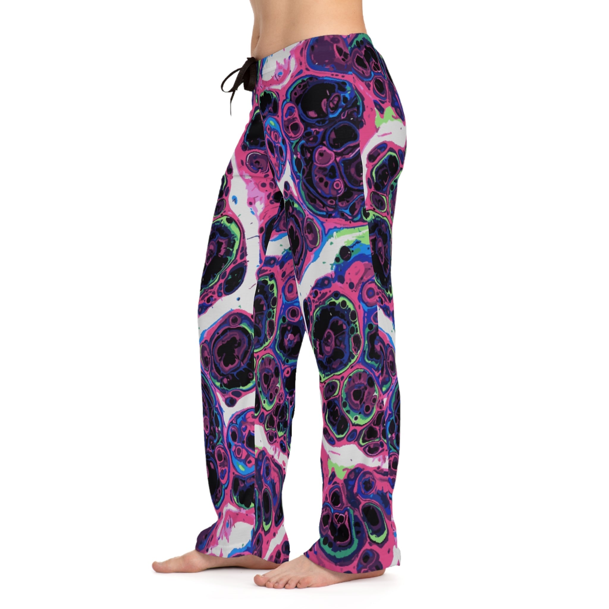 Trippy Marble Swirl Pajama Pants — Maximalist Lounge Pants | Neon Purple, Pink & Acid Green Abstract Print Sleepwear - Aesthetic Rebellion