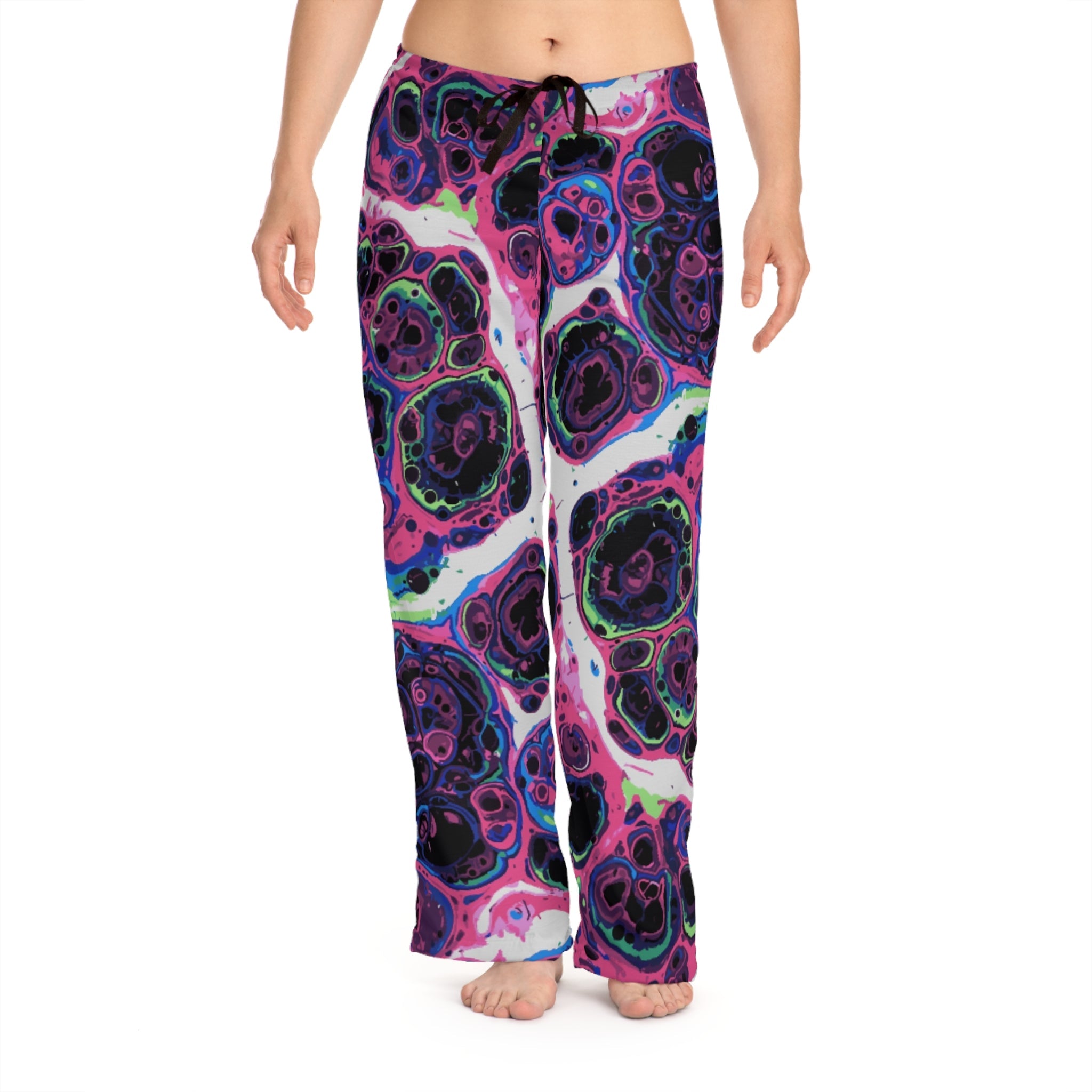 Trippy Marble Swirl Pajama Pants — Maximalist Lounge Pants | Neon Purple, Pink & Acid Green Abstract Print Sleepwear - Aesthetic Rebellion