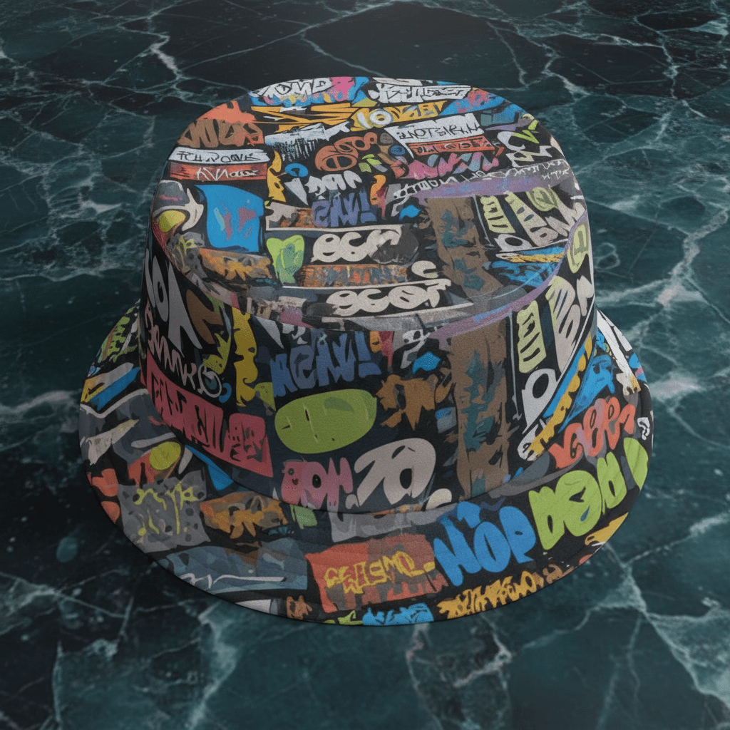 Trippy Tags AOP Bucket Hat | Psychedelic Graffiti Print Festival Headwear for Rave & Streetwear - Aesthetic Rebellion