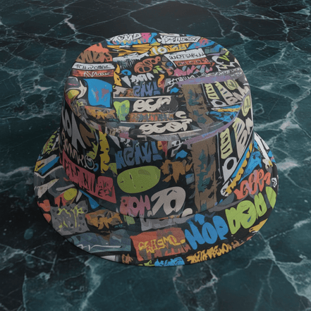 Trippy Tags AOP Bucket Hat | Psychedelic Graffiti Print Festival Headwear for Rave & Streetwear - Aesthetic Rebellion