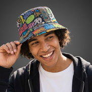 Trippy Tags Graffiti AOP Bucket Hat — Festival & Rave Headwear - Aesthetic Rebellion