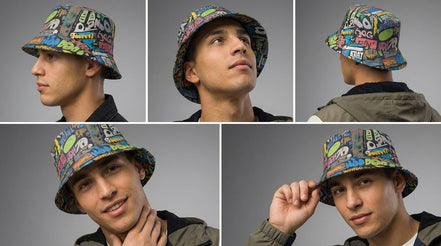 Trippy Tags Graffiti AOP Bucket Hat — Festival & Rave Headwear - Aesthetic Rebellion