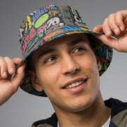 Trippy Tags Graffiti AOP Bucket Hat — Festival & Rave Headwear - Aesthetic Rebellion