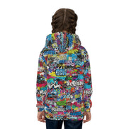 Urban Cipher Children's Hoodie - Abstract Graffiti AOP by — Graffiti-style street art print in vivid multicolor tones. Kids' hoodie with art kid fashion, main character energy, hyperpop streetwear style. Aesthetic Rebellion.