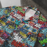 Urban Cipher Graffiti All - Over Print Hawaiian Camp Shirt | Men's Streetwear Art Tee - Aesthetic Rebellion