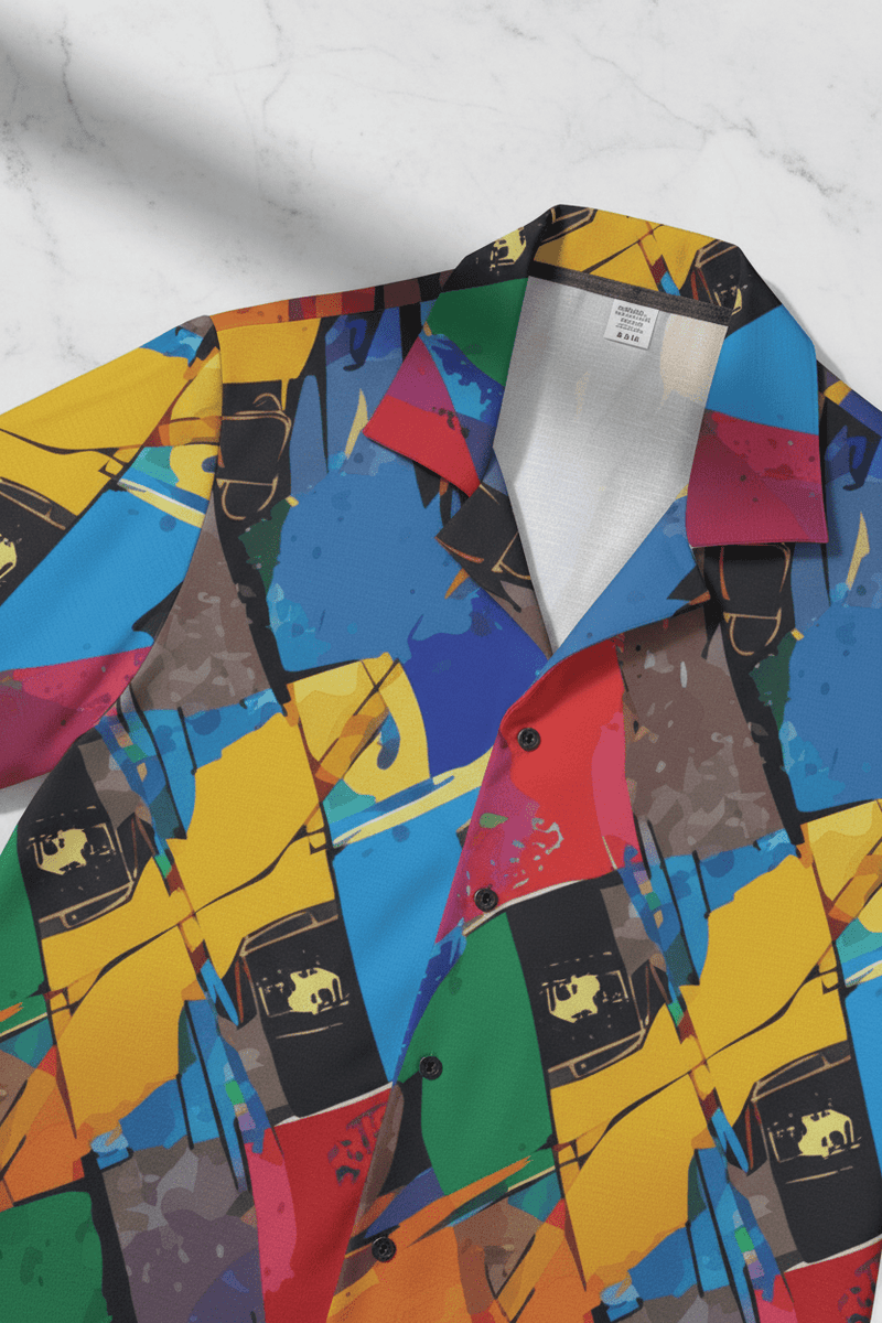 Vibrant Men's Hawaiian Camp Shirt, Tropical Vacation Wear, Beach Party Essentials, Fun Summer Fashion, Colorful AOP Shirt