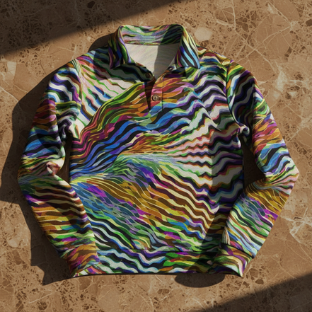 Vibrant Wave Art Maximalist Pullover - Abstract Geometric Sweatshirt for Artistic Expression - Aesthetic Rebellion