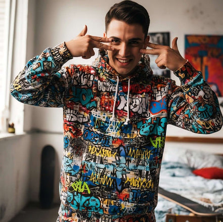 Wall of Graft Titti Splatter Art Digital Graphic Hoodie - Aesthetic Rebellion