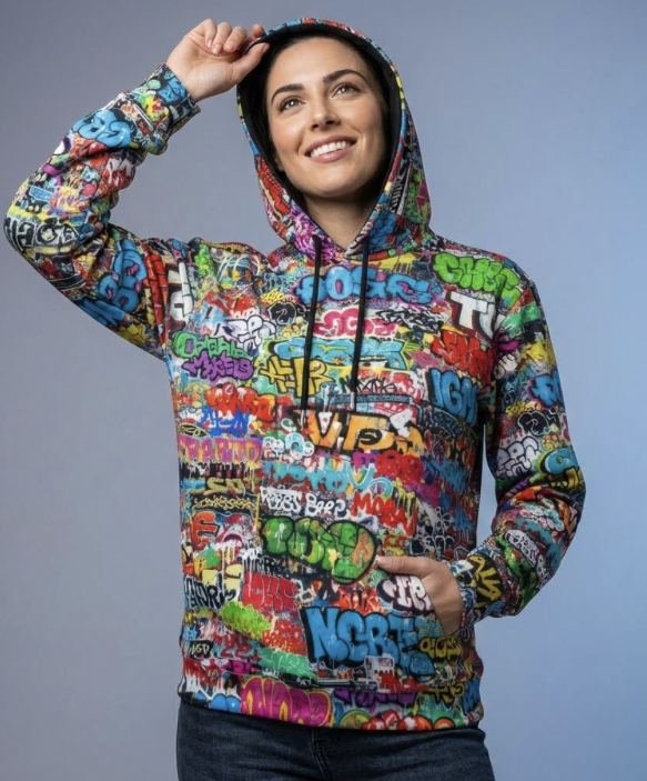 Wall of Graft Titti Splatter Art Digital Graphic Hoodie - Aesthetic Rebellion