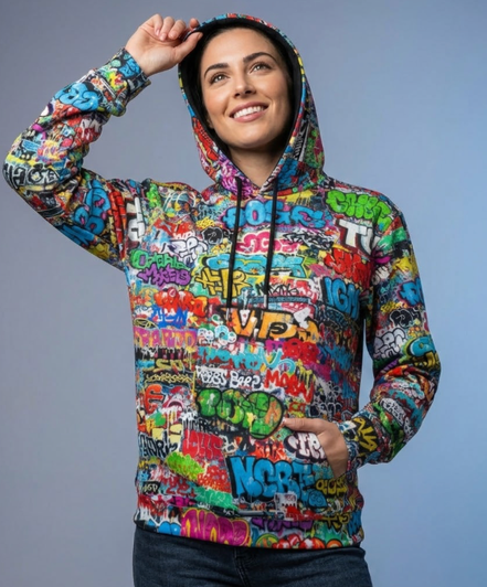 Wall of Graft Titti Splatter Art Digital Graphic Hoodie - Aesthetic Rebellion