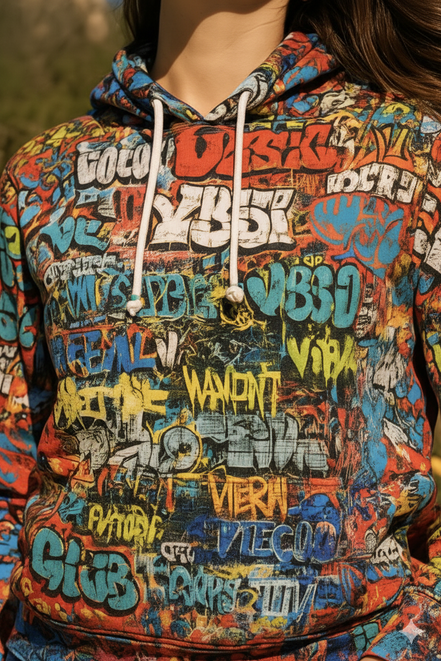 Wall of Graft Titti Splatter Art Digital Graphic Hoodie - Aesthetic Rebellion